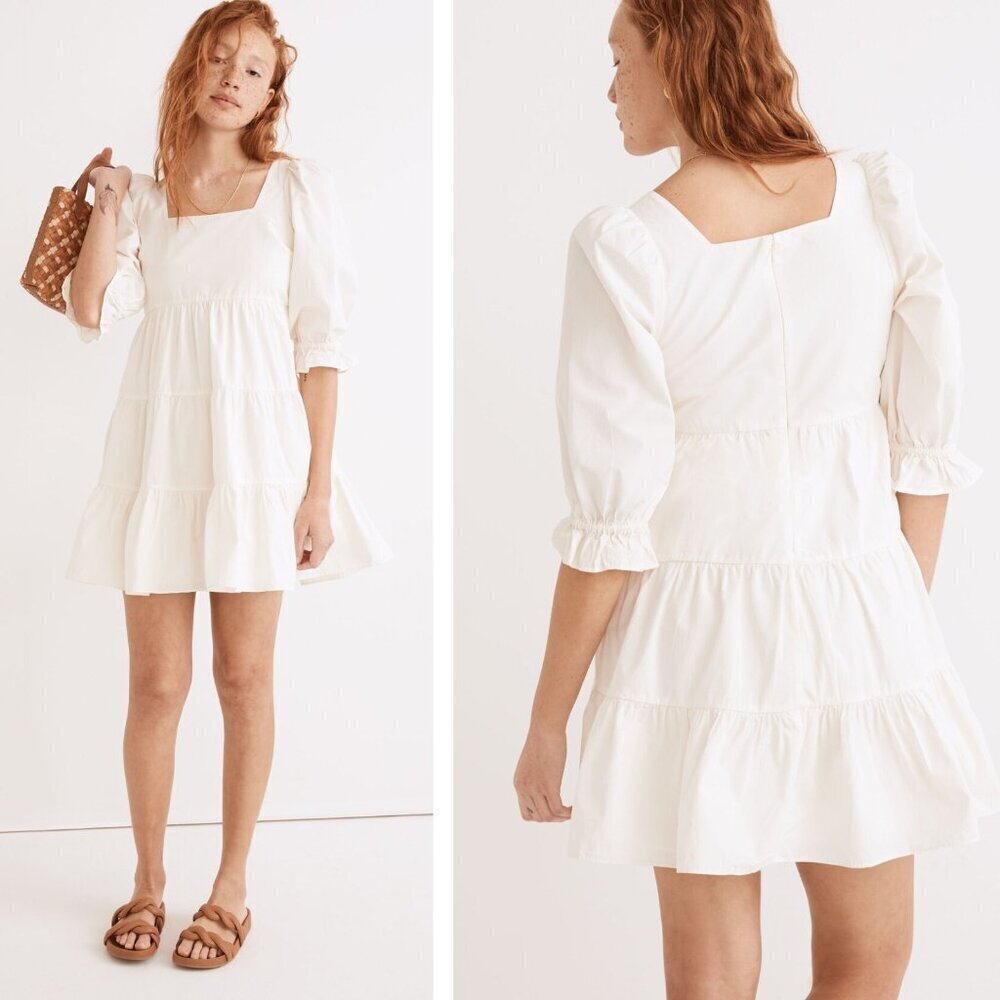 Madewell Cream Poplin Lizzie Babydoll Mini Dress - 35617